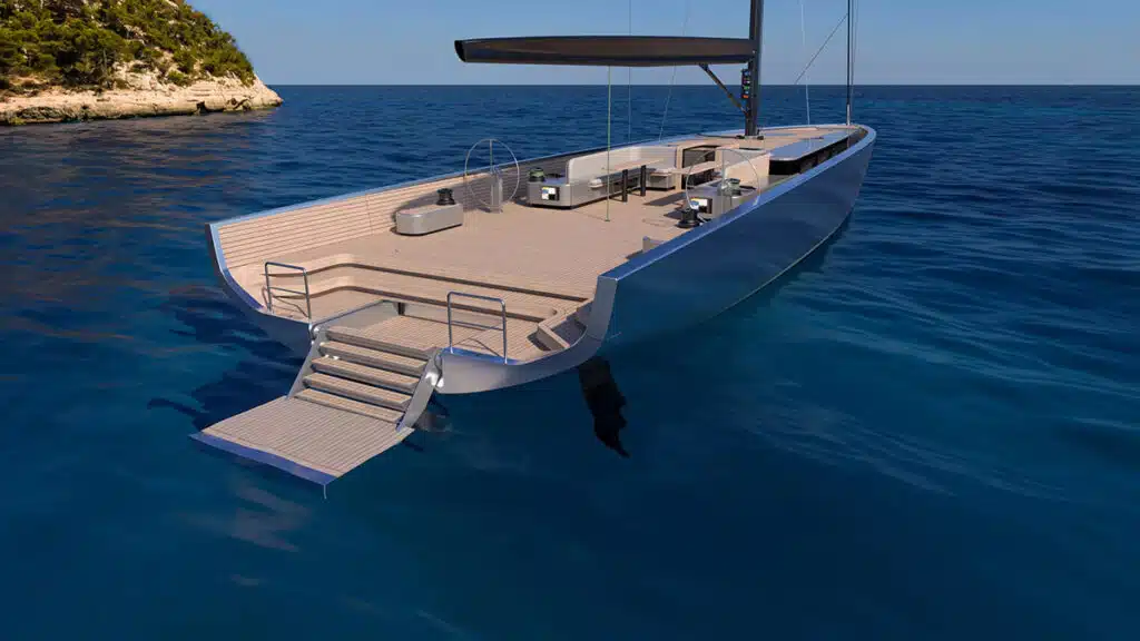 Render dell'YB575, il nuovo super daysailer di YYachts e Cossutti.